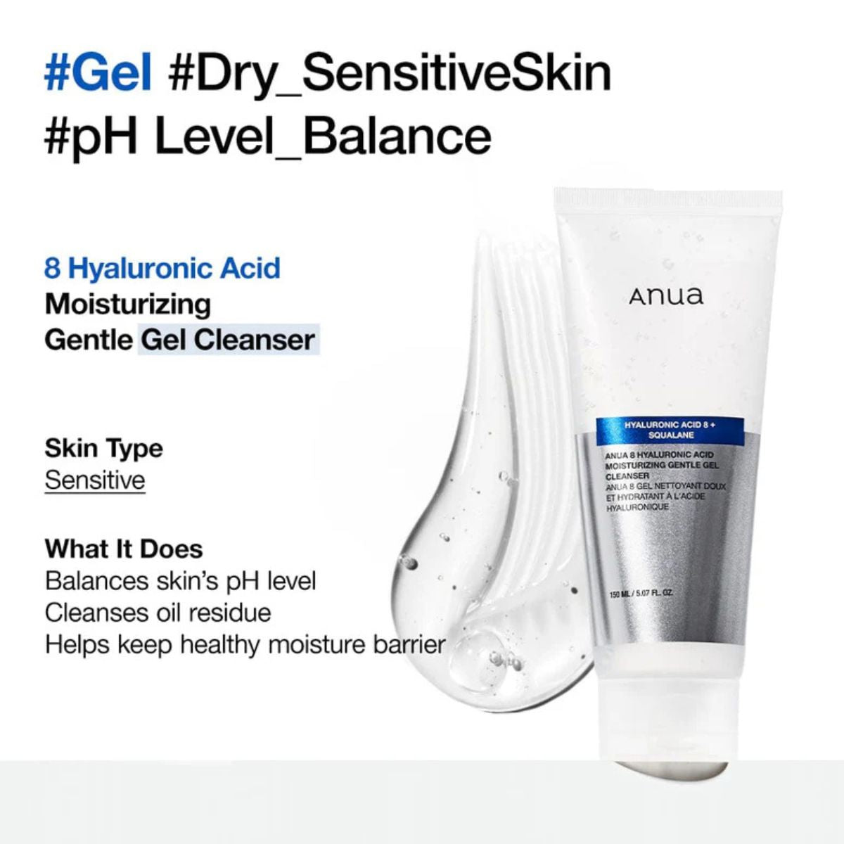 8 Hyaluronic Acid Moisturizing Gentle Gel Cleanser 150mL