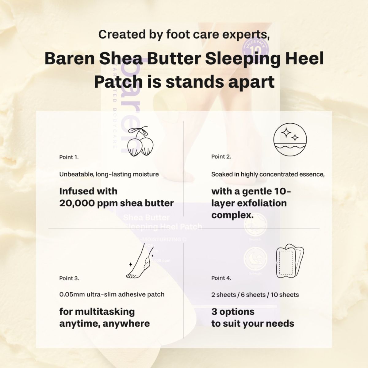 Shea Butter Sleeping Heel Patch 10ea