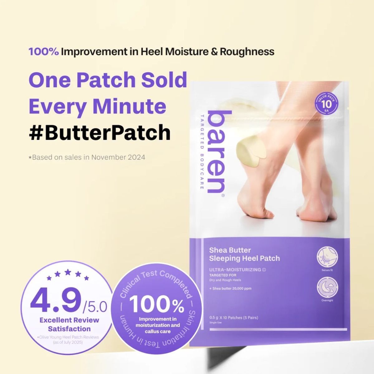 Shea Butter Sleeping Heel Patch 10ea