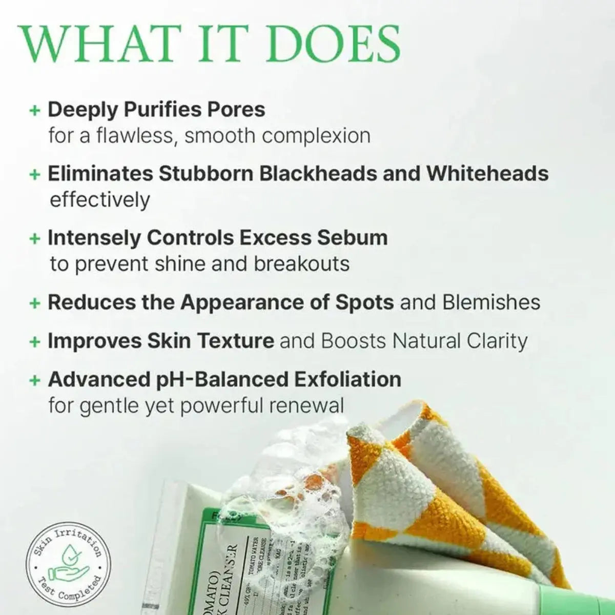 Bienfaits du Green Tomato Clay Mask Cleanser 