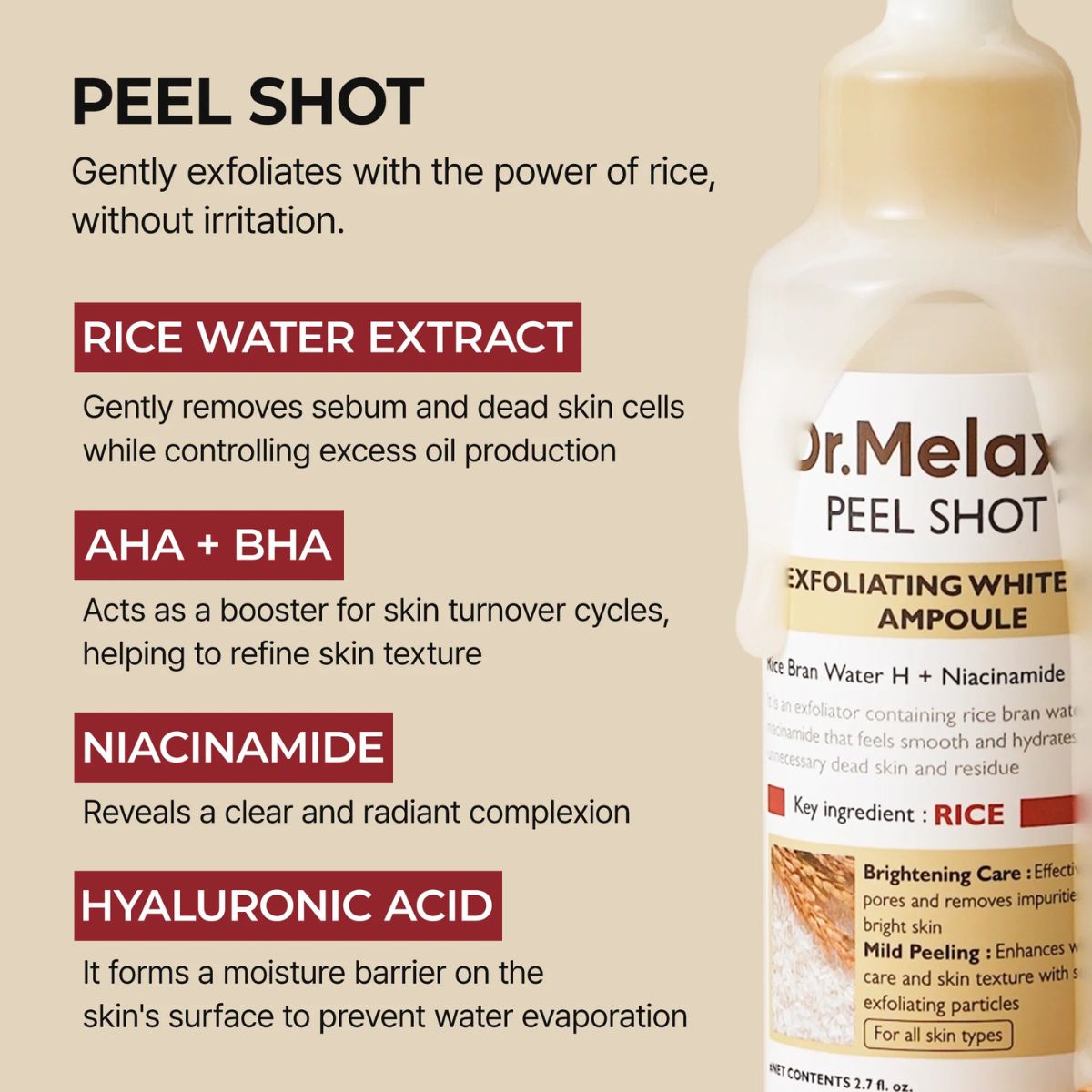 Peel Shot Exfoliating White Rice Ampoule 80mL