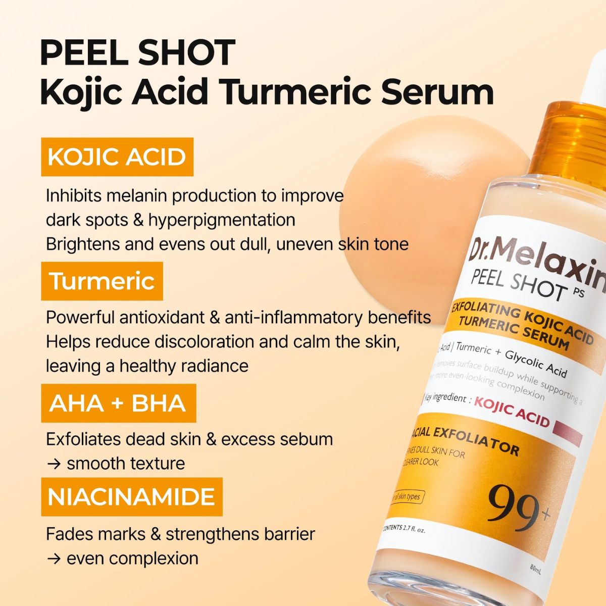Peel Shot Exfoliating Kojic Acid Turmeric Serum 80mL
