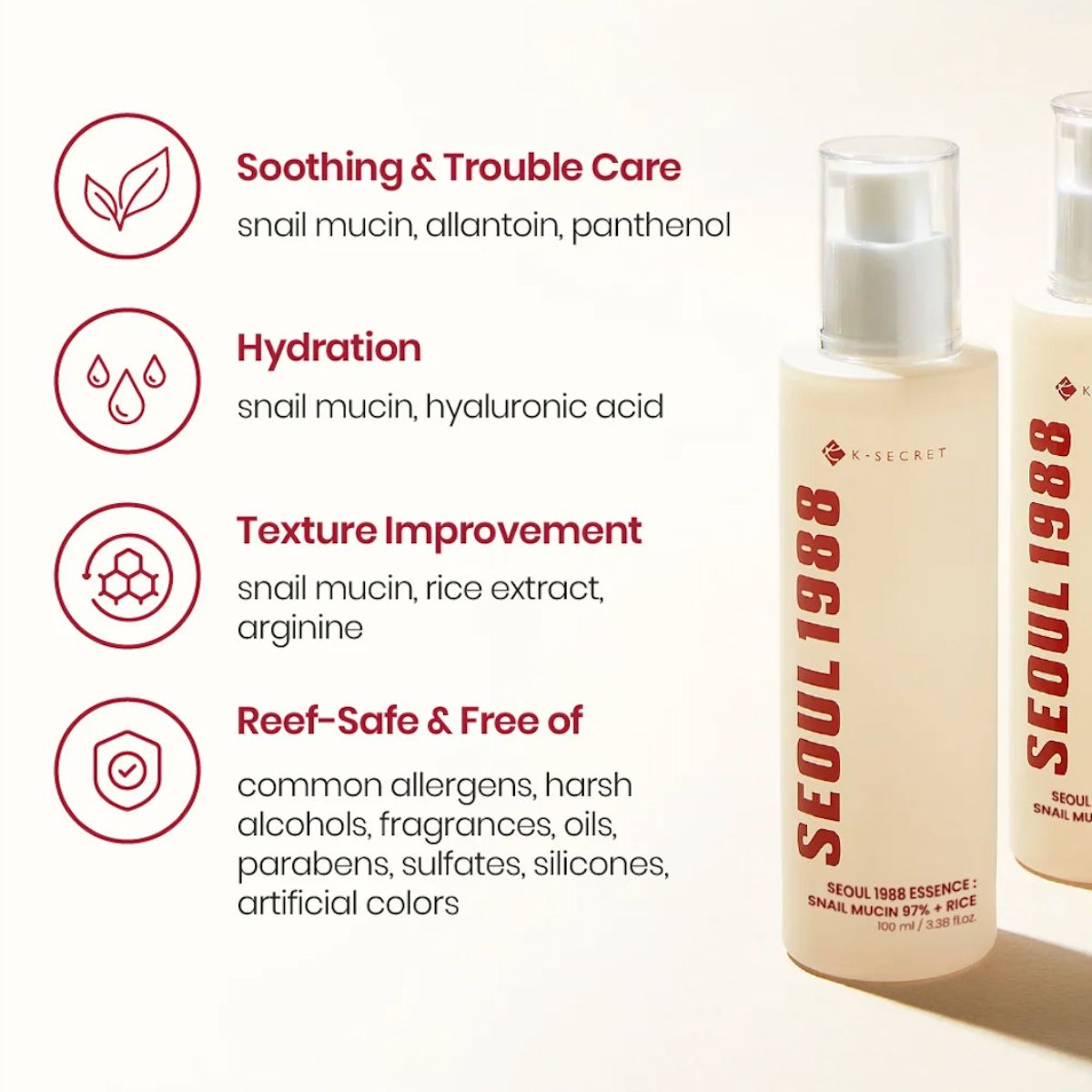 Essence : Snail Mucin 97% + Rice 100mL