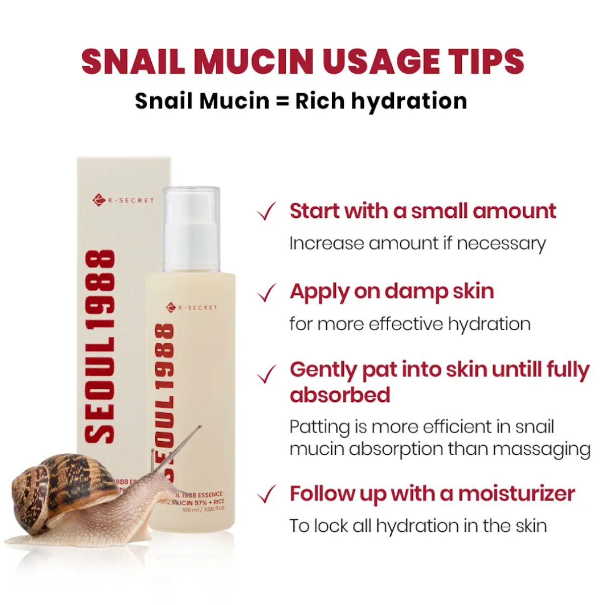 Essence : Snail Mucin 97% + Rice 100mL
