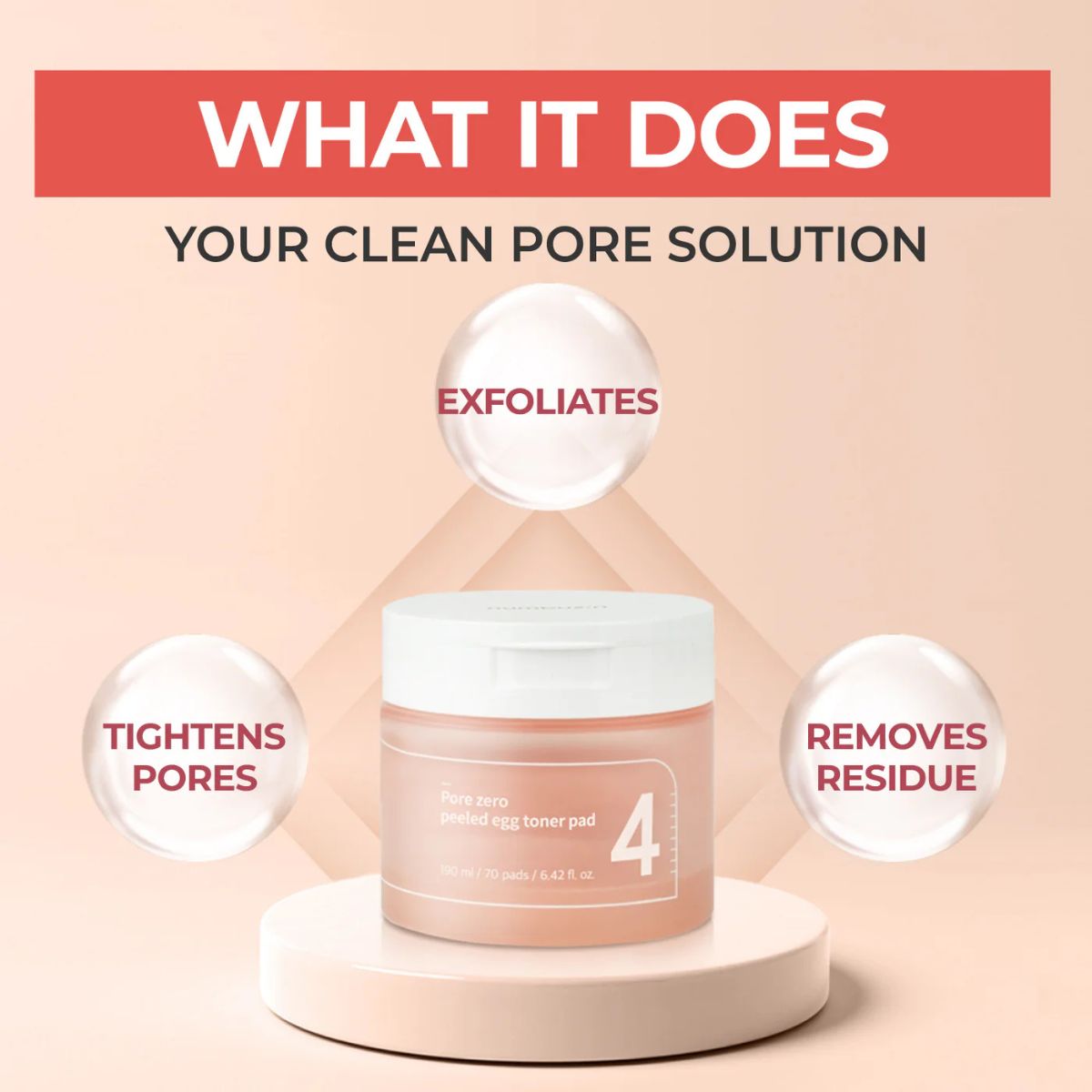 No.4 Pore Zero Peeled Egg Toner Pad 70ea