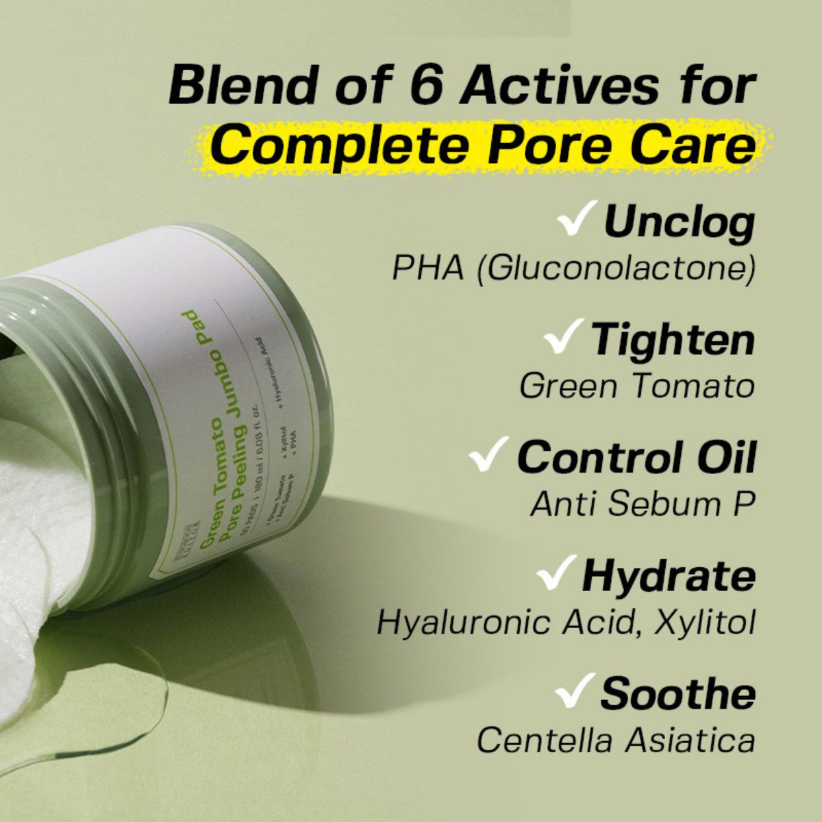 Green Tomato Pore Peeling Jumbo Pad (60ea)