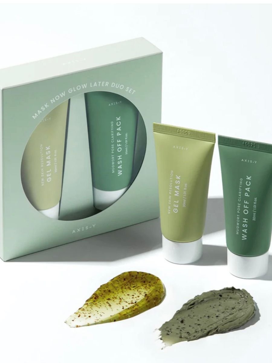 Mask Now Glow Later: Mugwort Pore Clarifying Wash Off Pack 30ml + New Skin Resolution Gel Mask 30ml