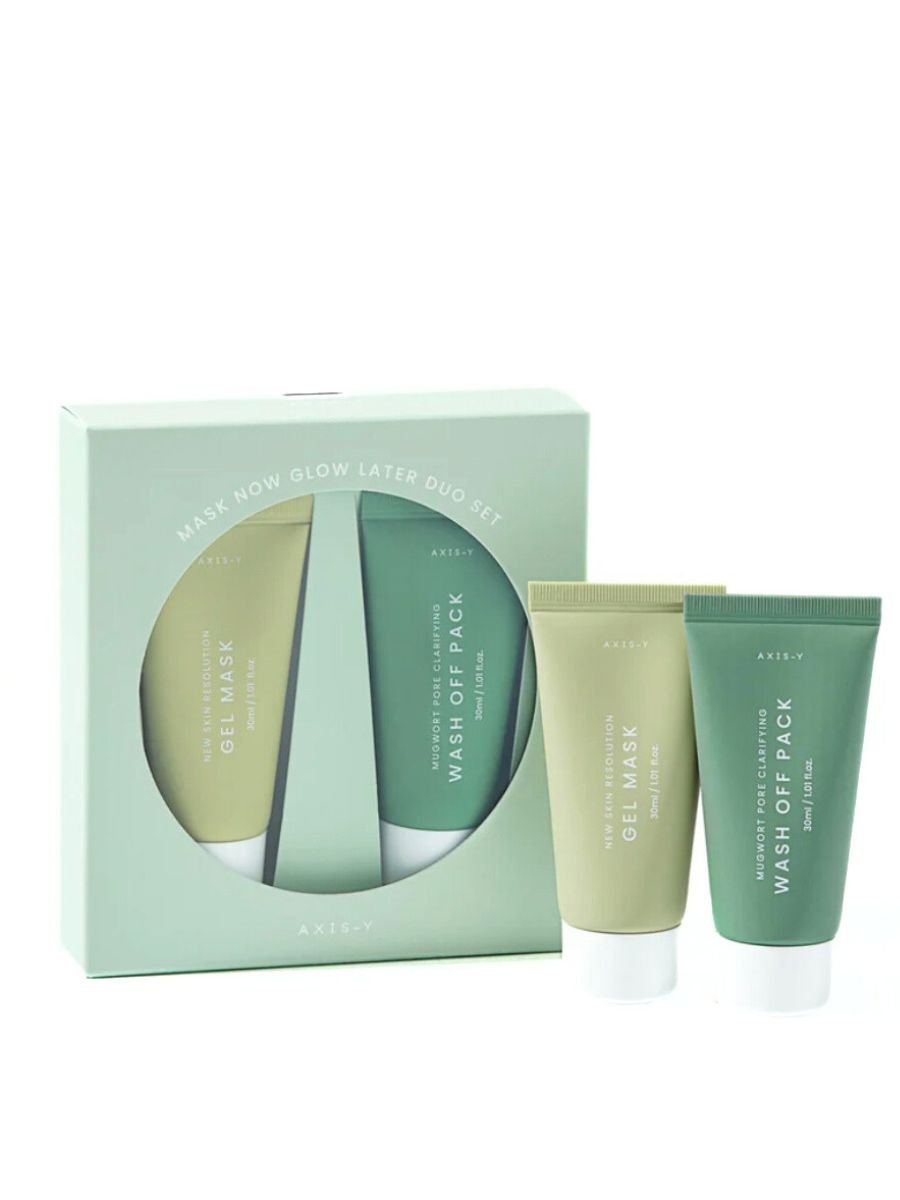 Mask Now Glow Later: Mugwort Pore Clarifying Wash Off Pack 30ml + New Skin Resolution Gel Mask 30ml